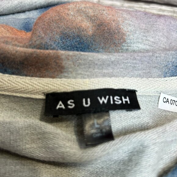 AS U Wish Multicolor Tie Dye Drawstring Waist Sweatshirt Dress Size L - Picture 5 of 5